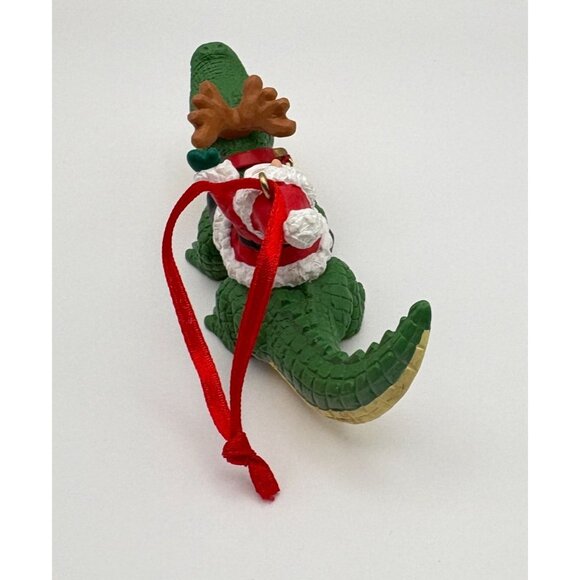 Santa Claus Riding Alligator Christmas Tree Ornament Reindeer Disguise - Picture 6 of 7